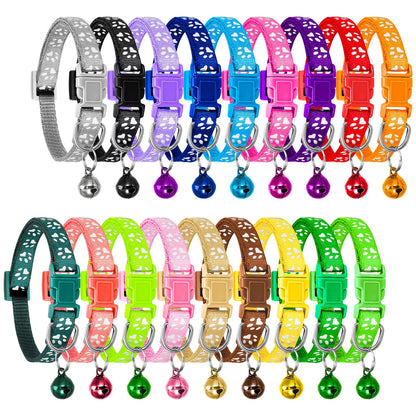 18 Pcs Cat Collar with Bell, Breakaway Cat Collars, Adjustable Whelping Collars, Assorted Colors 