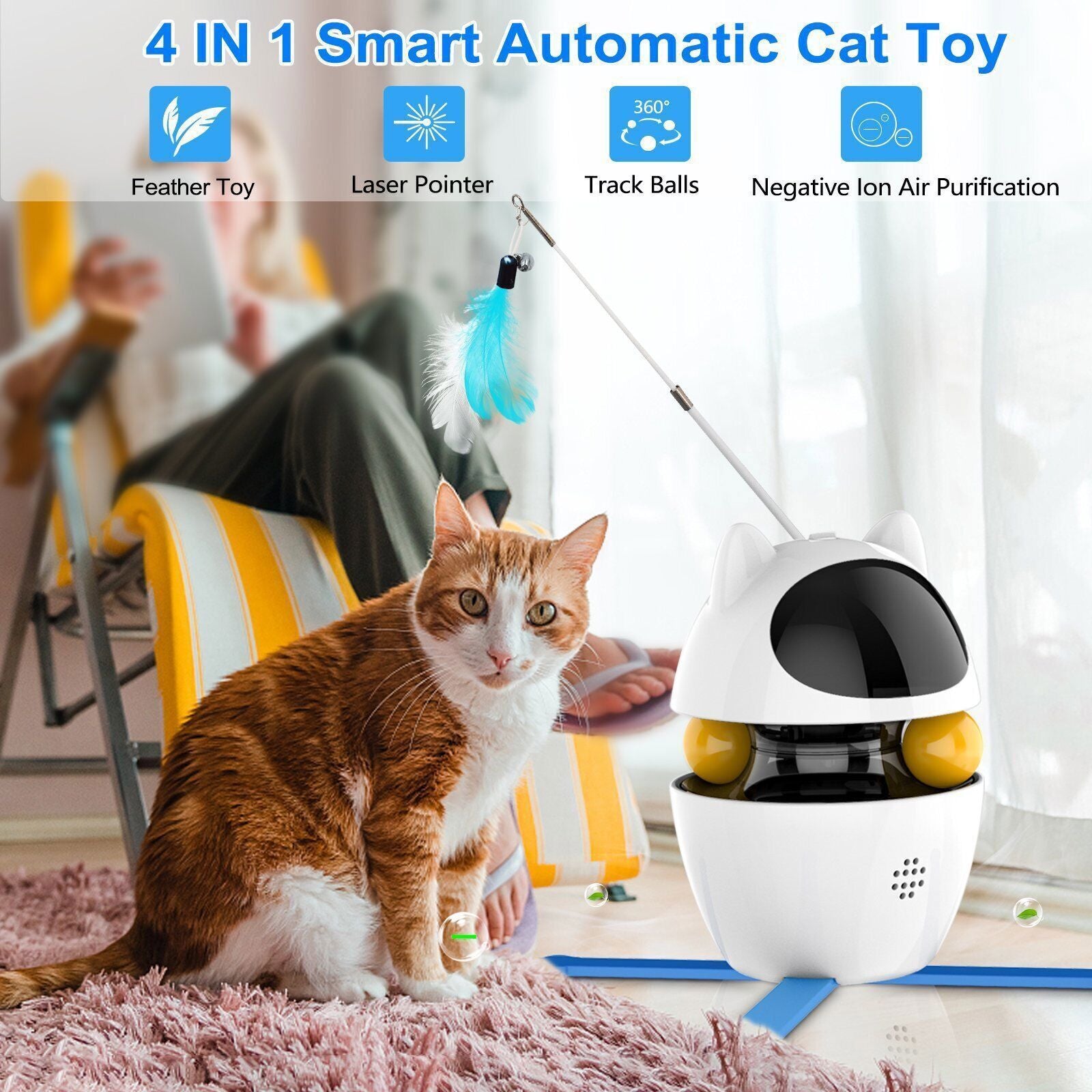 Cat Interactive Toys Laser, Kitten Teaser, Auto Play Automatic Toy