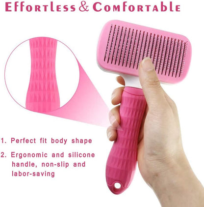 Self Cleaning Pet Brush for Cat, Grooming Brush with Long and Soft Hair