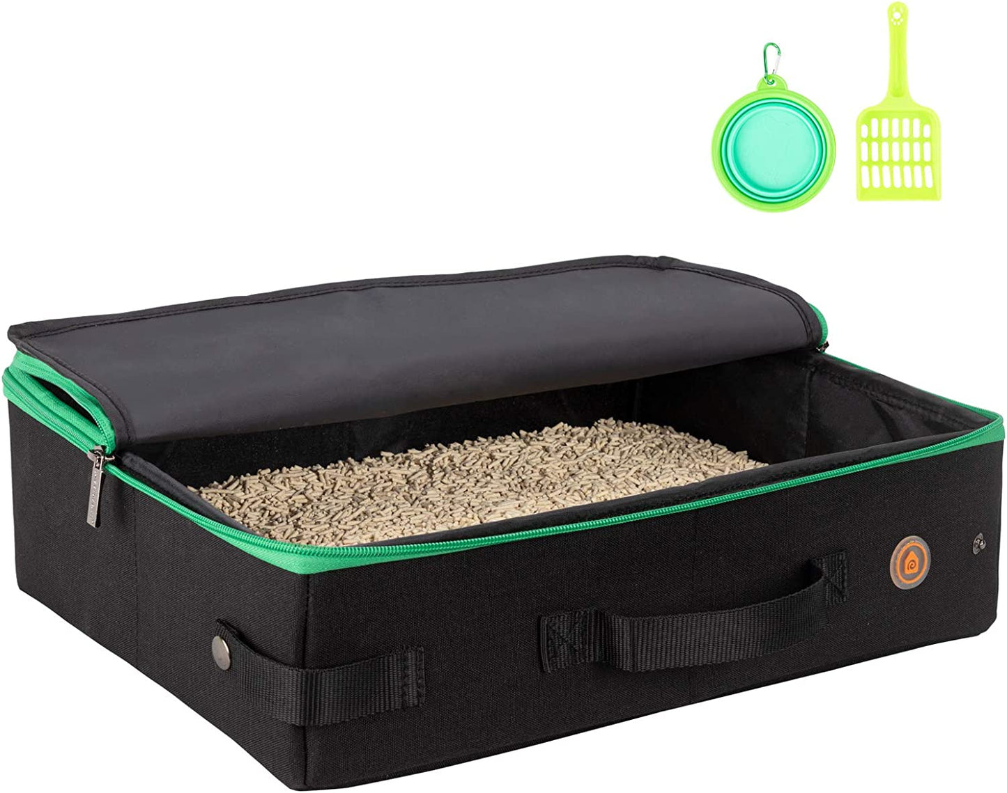 Portable Cat Travel Litter Box with Zipped Lid, No Leakage, No Smell, Easy to Carry, Easy to Use in Hotels and Car