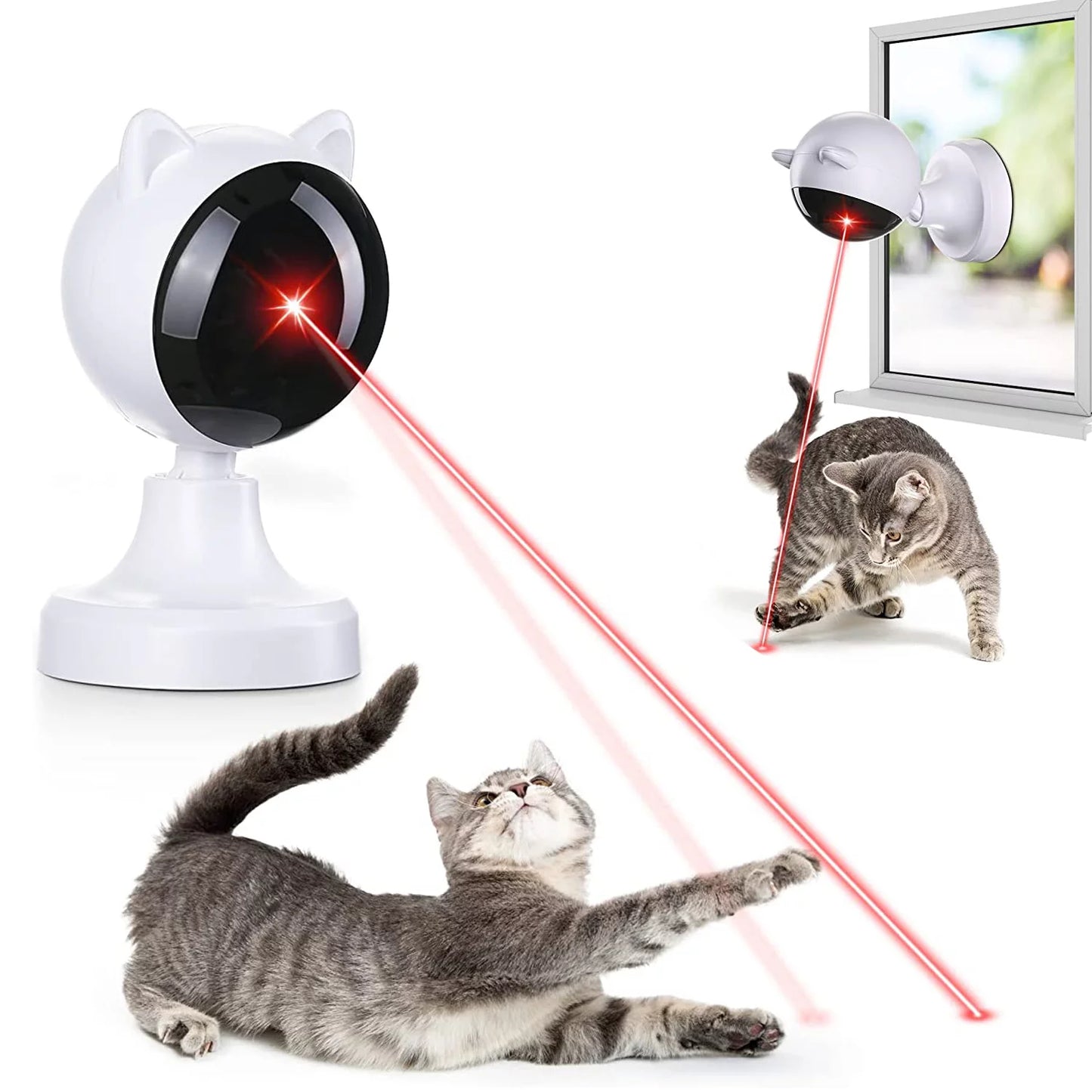 Automatic Cat Laser Toys, Interactive Laser Cat Toys for Indoor Cats, Cat Laser Toy Automatic White