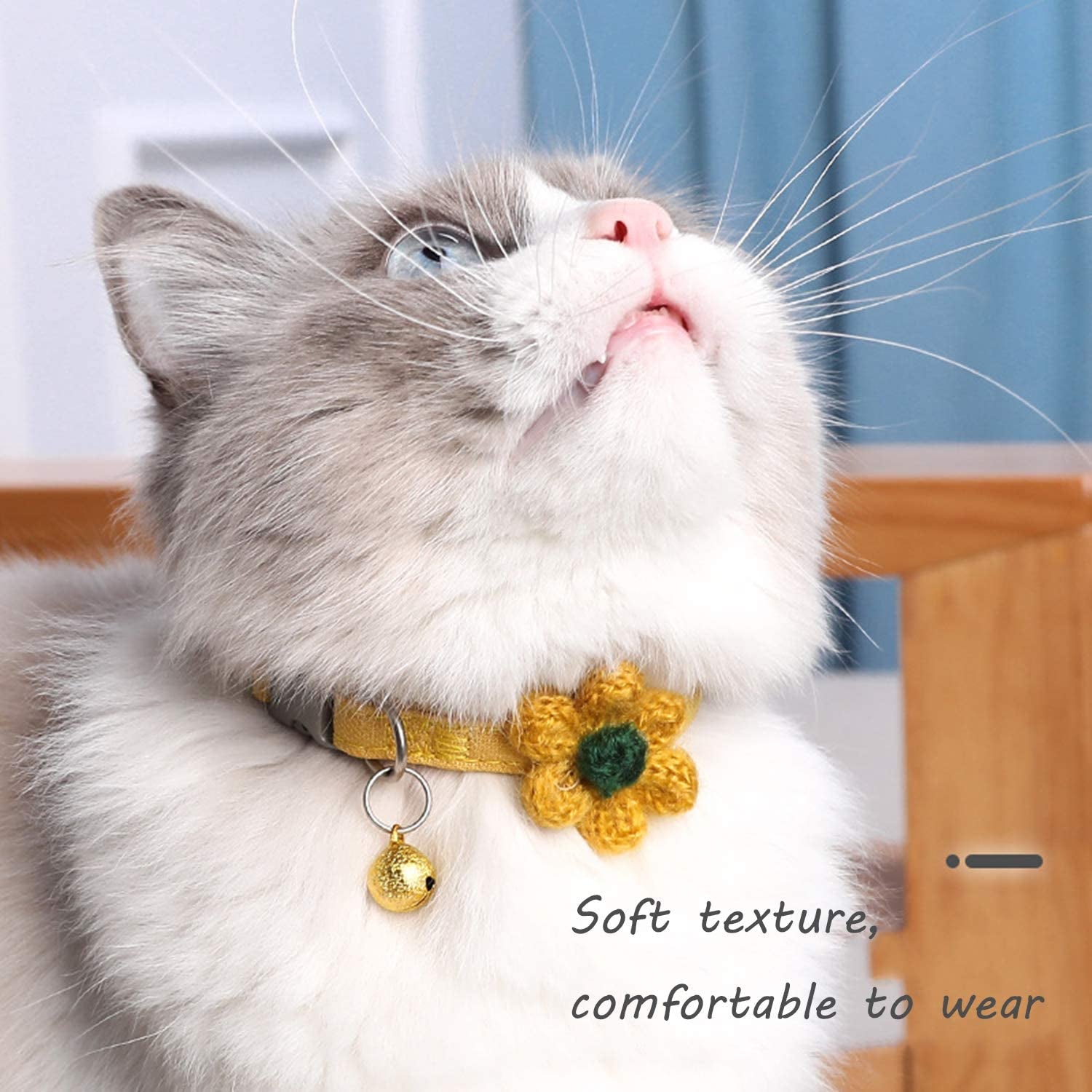 Handmade Cat Collars,Kitten Collar with Six Petals Flowers 