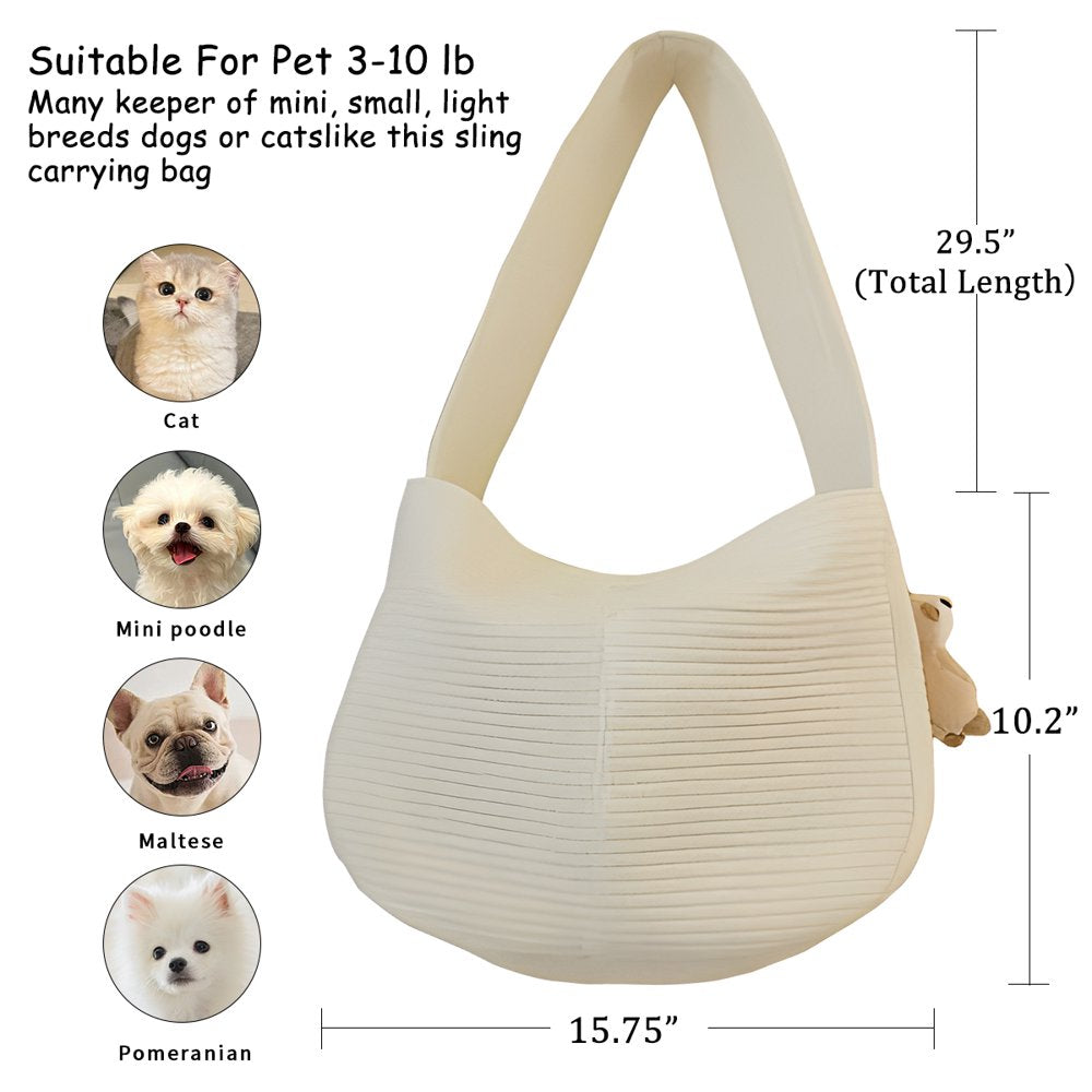 Pet Sling Carrier Small  Cat Carrier Canvas Bag Pet Outdoor Travel Carrier White