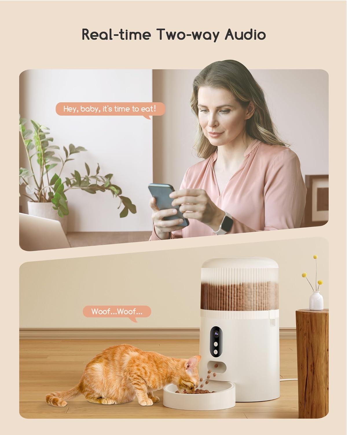 4L Automatic Cat Feeder and Cat Food Dispenser with Programmable Timer