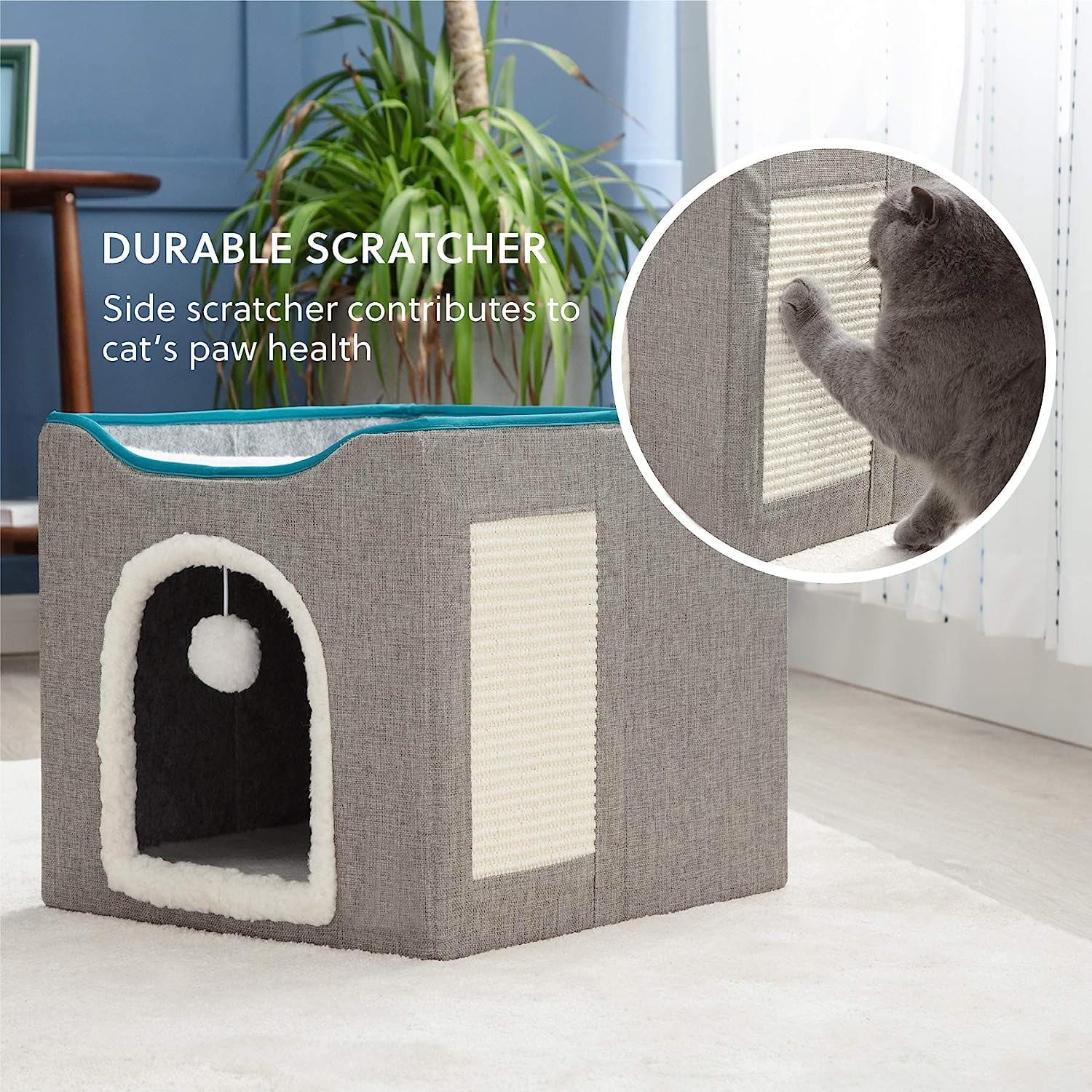 Cat Beds for Indoor Cats,  Large Cat Cave, Cat House with 2 Cushion