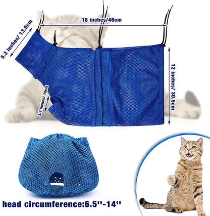 2 Pieces Cat Grooming Washer Mesh Bag, Breathable Mesh Muzzles, Adjustable