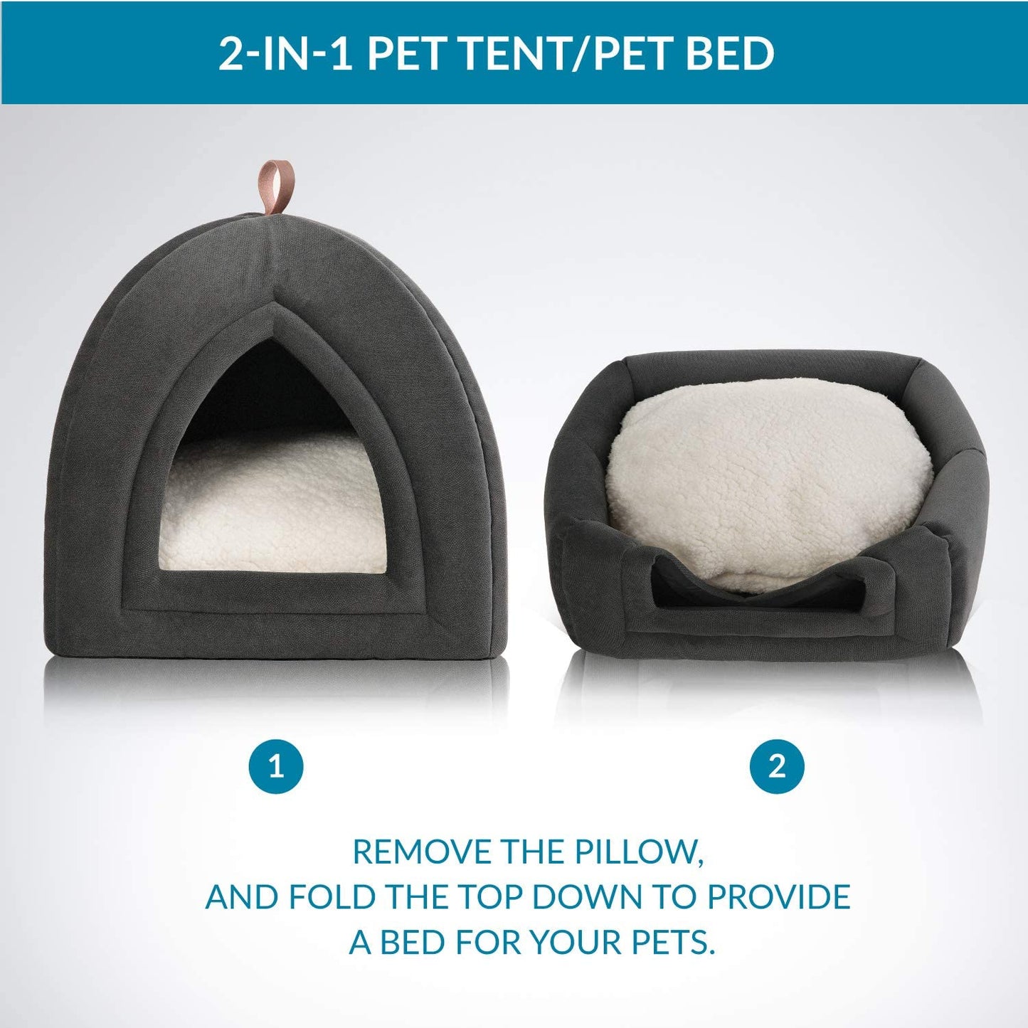 Cat Beds for Indoor Cats - Tent with Removable Washable Cushioned Pillow