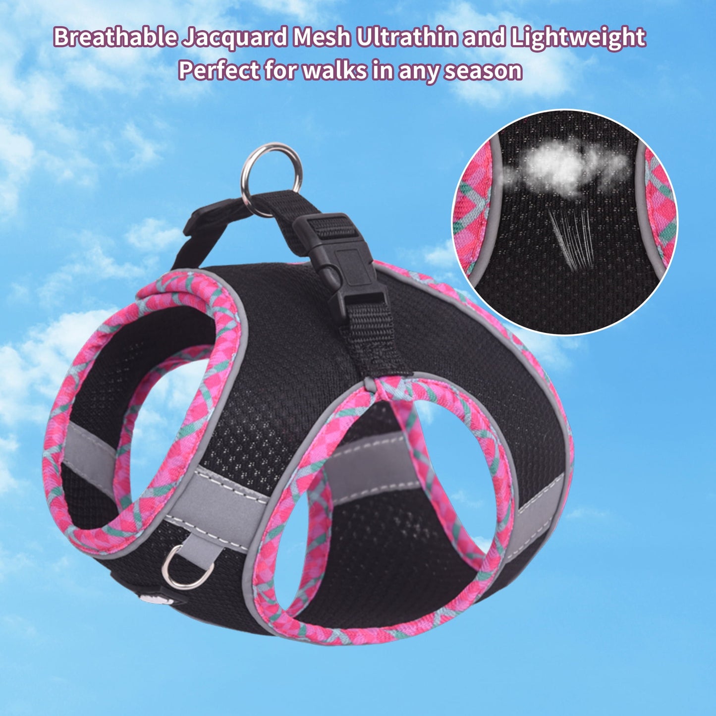 No Pull Cat Harness with a Leash, Quick-Release Buckle, Reflective Outdoor Pet Vest for House Cats 