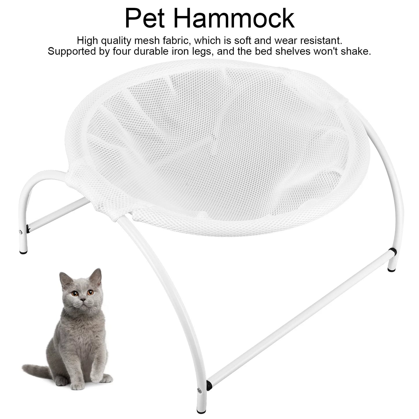 Cat Hammock Bed, Raised Cat Beds for Indoor Cats, Soft Breathable 