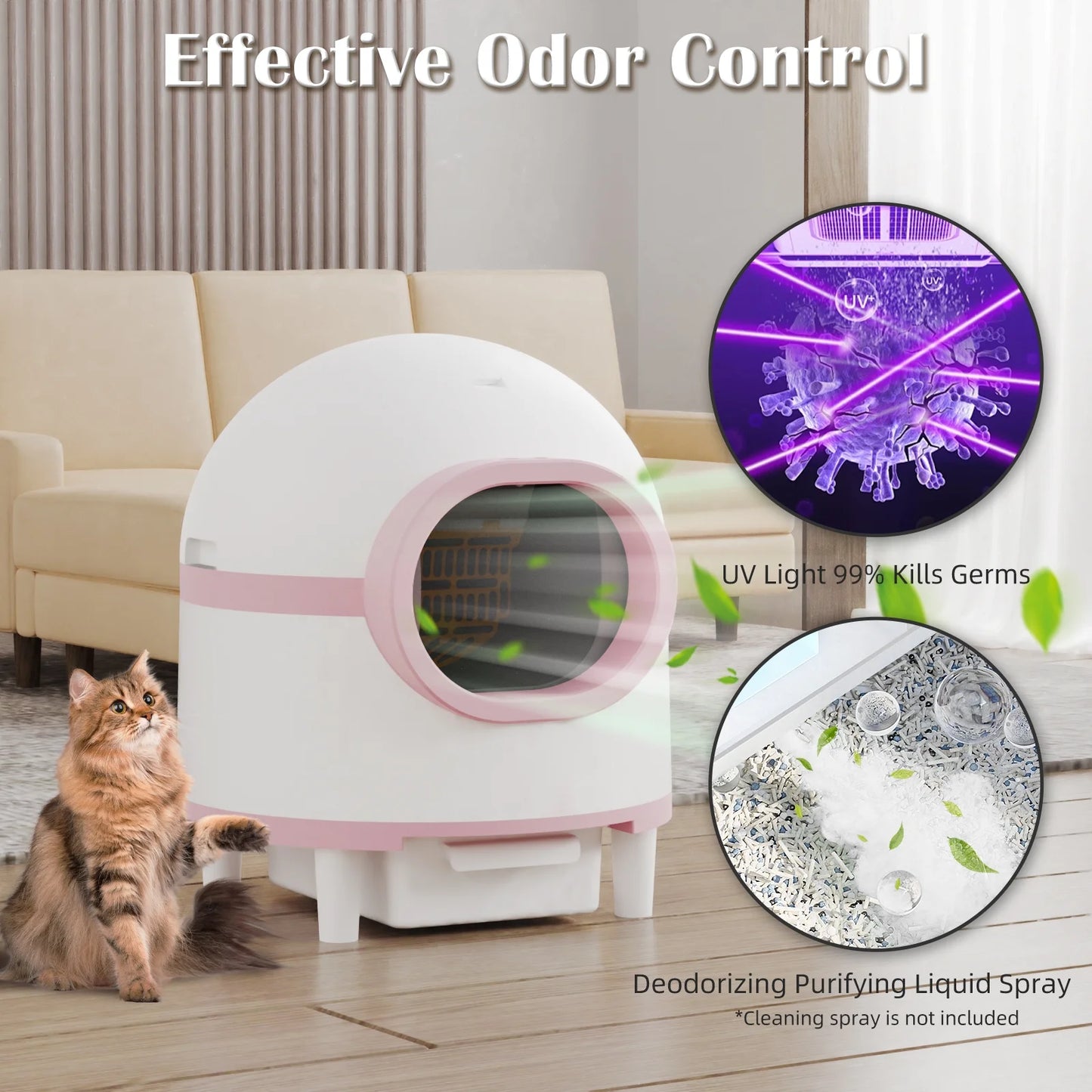 Self Cleaning Cat Litter Box, APP Control Automatic Cat Litter Box for Multiple Cats