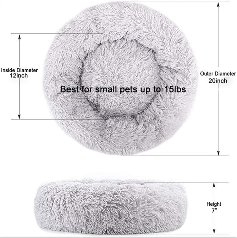 Cat Beds for Indoor Cats,20’’X20’’ Washable Donut Cat Bed, Soft Plush Pet Cushion, Waterproof Bottom 