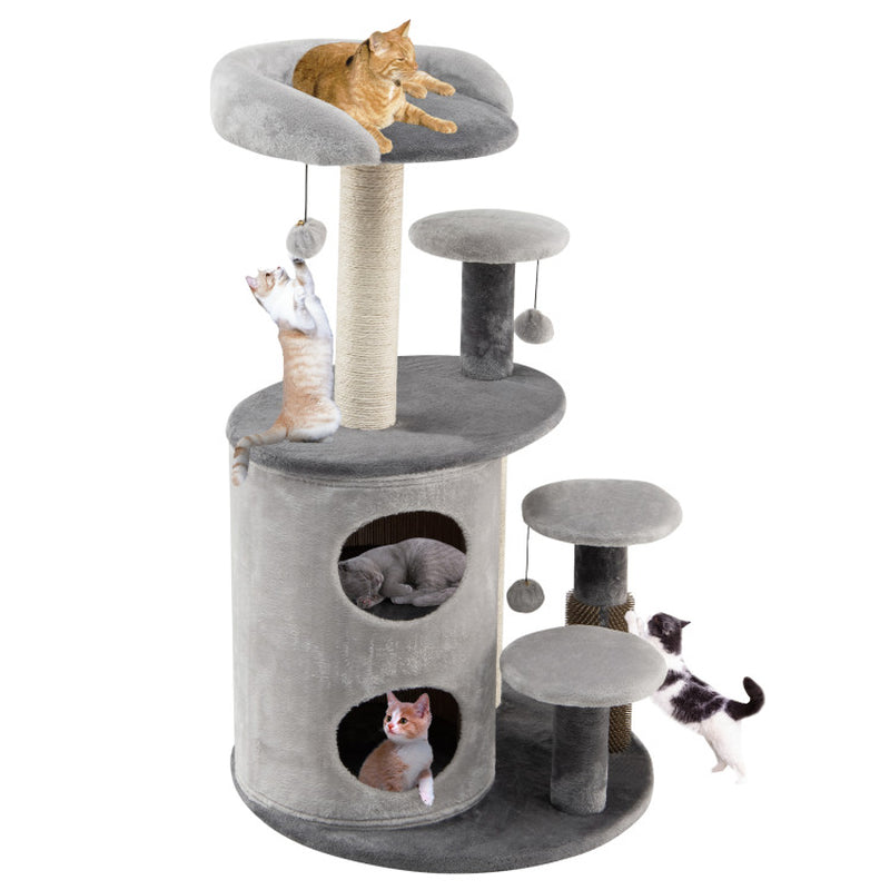 40 Inch Cat Tree Tower Multi-Level Activity Tree with 2-Tier Cat-Hole Condo