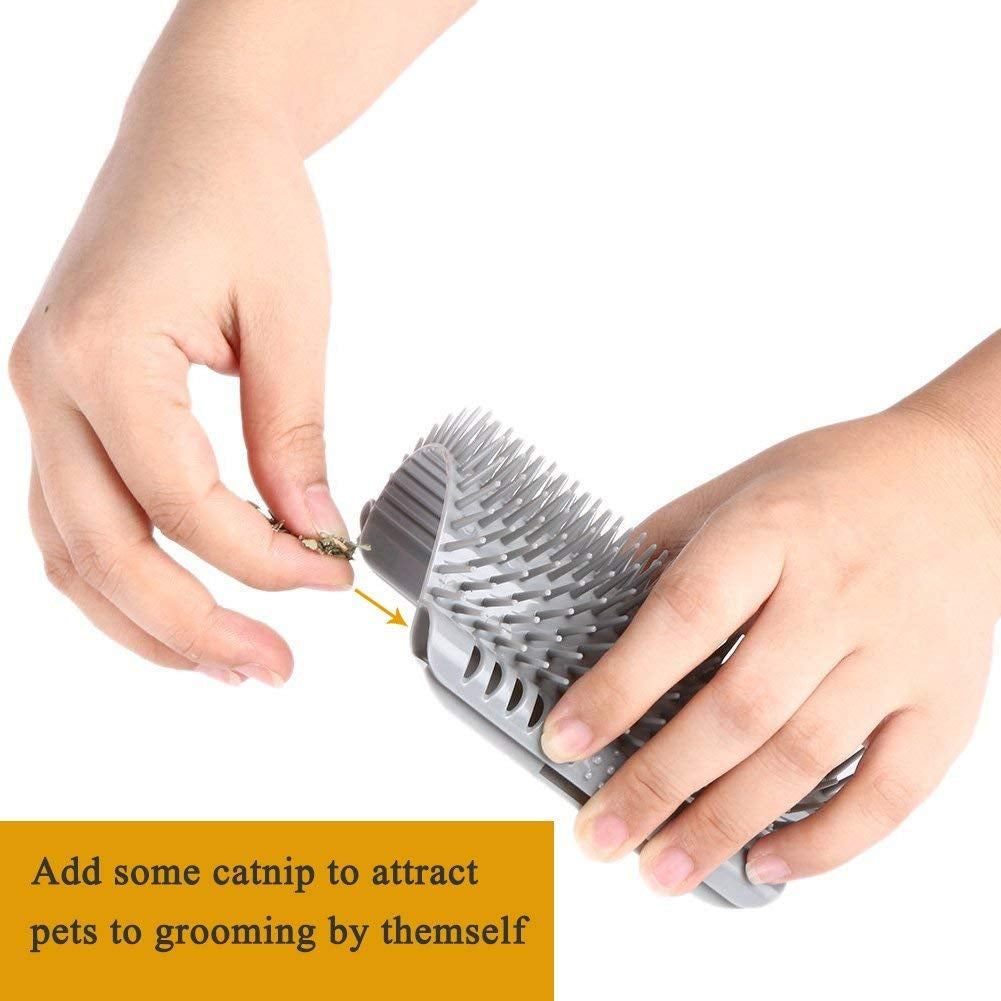 Cat Self Groomer with Catnip, Perfect Scratch Massager Tool for Long & Short Fur Kitten