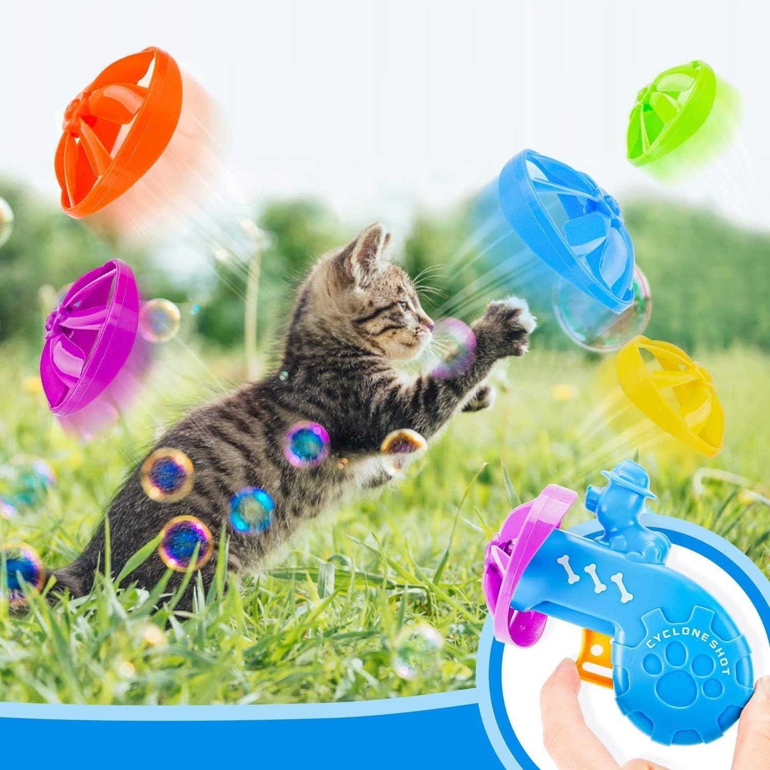 12 Pieces Cat Fetch Toy, Cat Tracking Toys, Cat Interactive Toys, Pet Training Exercise Chaser Tool, Kitten Fun Toys - Perfect for Chasing, Swatting, Batting Blue