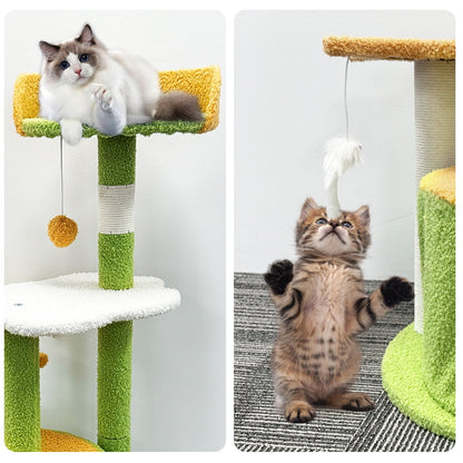 35" Cat Tree, Cat Tower with Sisal Scratching Posts, Condo Perch for Indoor Small Cats