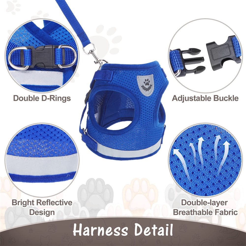 Cat Harness and Leash Set for Walking Cat , Soft Mesh with Reflective Strap, Comfort Fit for Cat