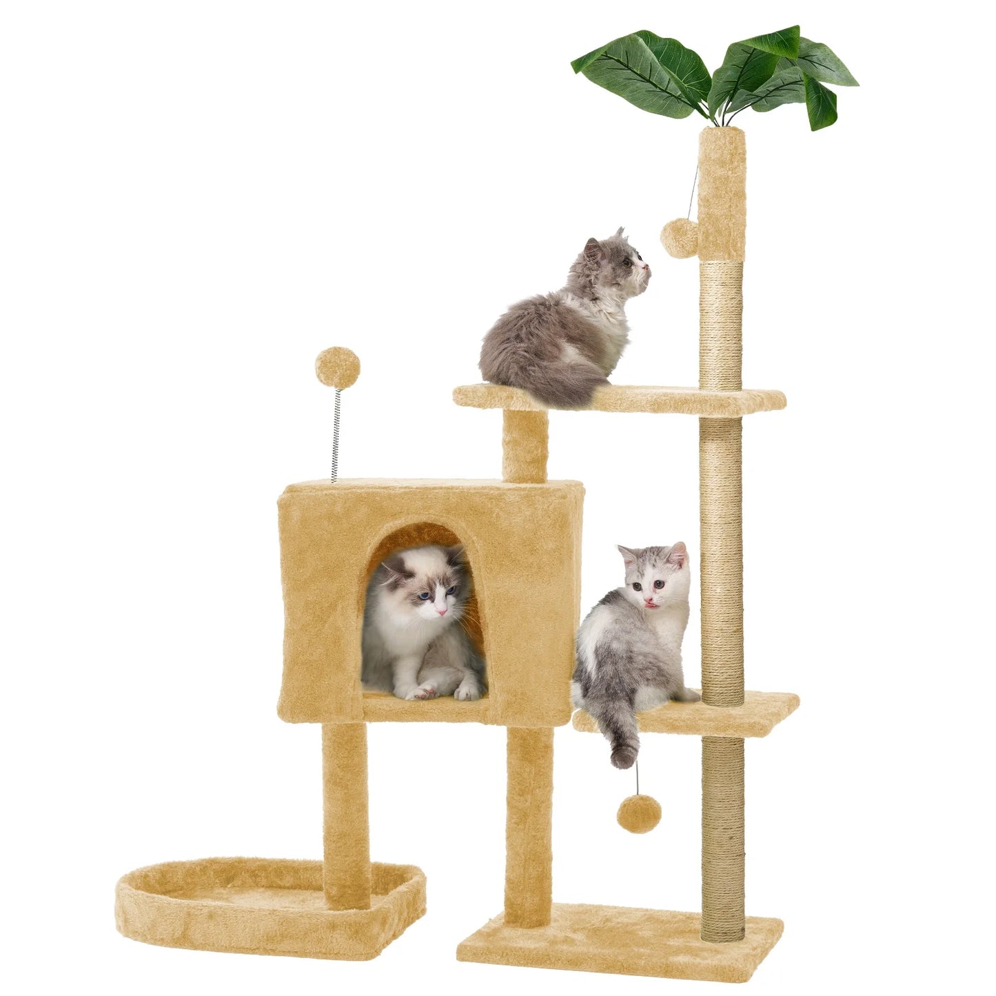 Cat Tree,52" Cat Tower for Indoor Cats, Cat Tree with Scratching Posts, Plush Perch Stand