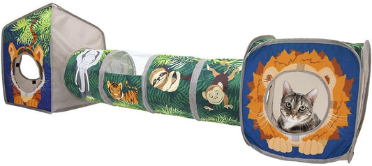 Pop Open Jungle Combo,Collapsible Cat Cube, Play Kennel, Cat Bed, Tunnel, Cat Toys