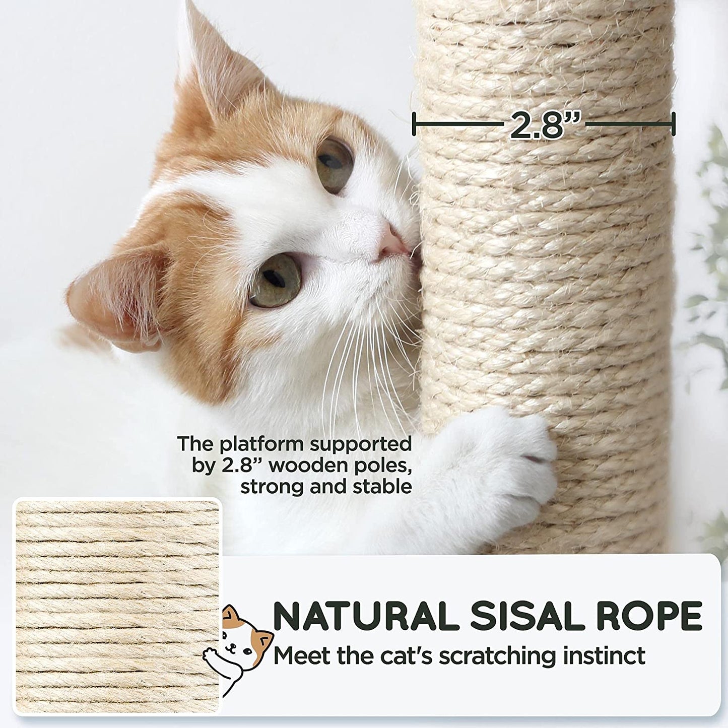 Large Multi-Level Cat Tree, 63 Inches Tall with Sisal-Covered Scratching Posts, Condo, Hammock, Dangling Ball, and Extended Platform for Cats to Play and Sleep