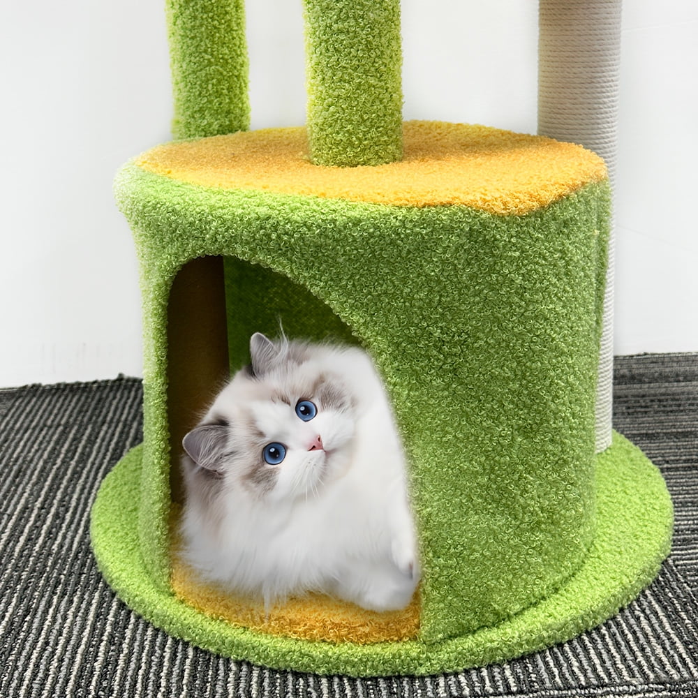 35" Cat Tree, Cat Tower with Sisal Scratching Posts, Condo Perch for Indoor Small Cats