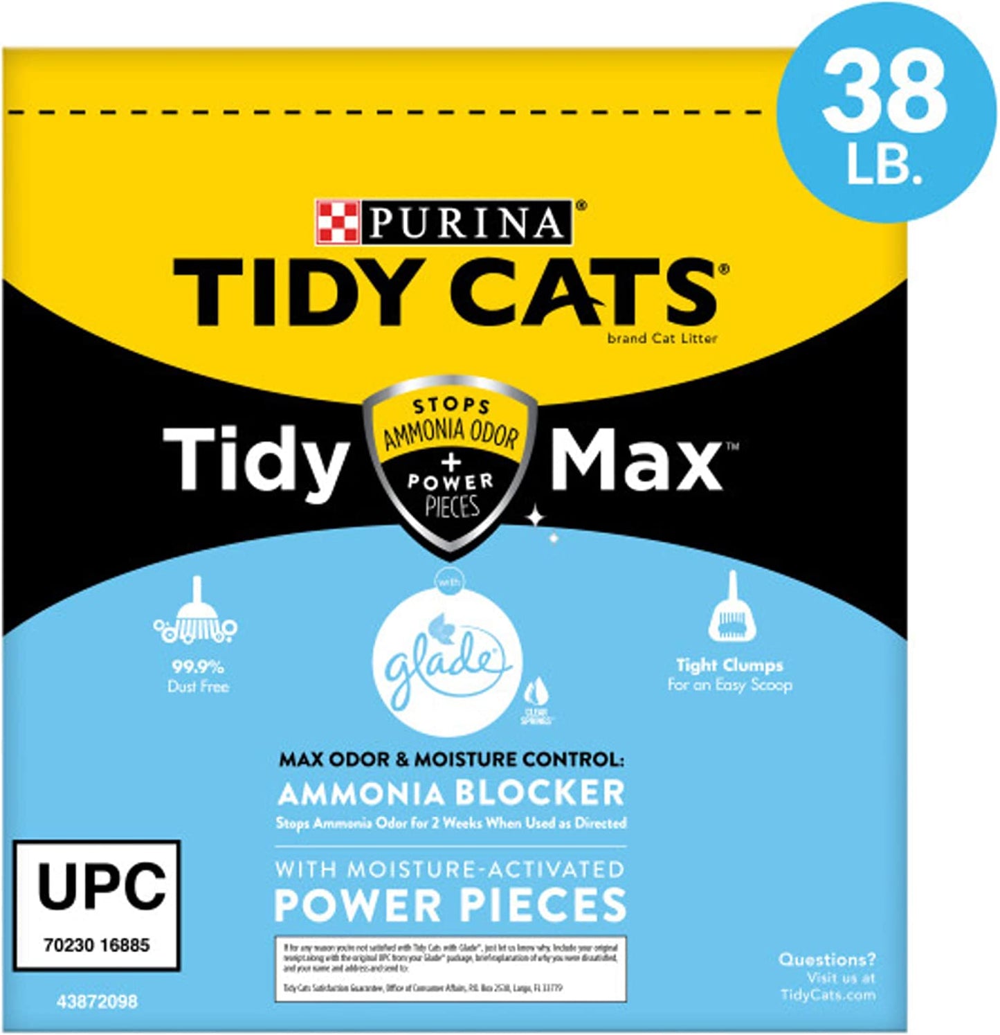 Purina Clumping Cat Litter, Tidy Max Glade Tough on Odor Clear Springs Multi Cat Litter