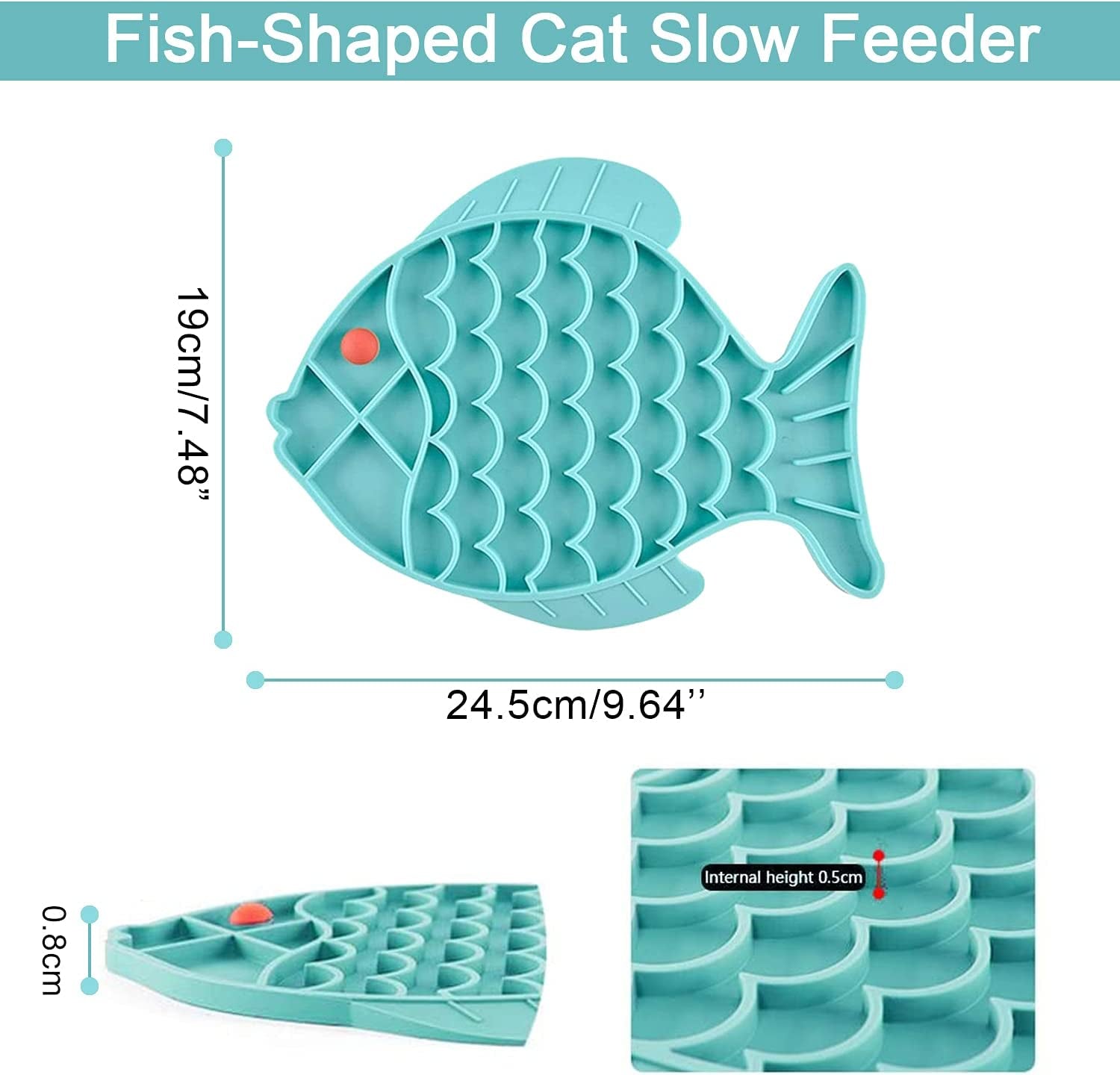 Cat Slow Feeder,2 Pack Fish-Shaped Cat Lick Treat Mat for Cats, Anxiety Relief, Cat Puzzle Feeder Cat Bowl