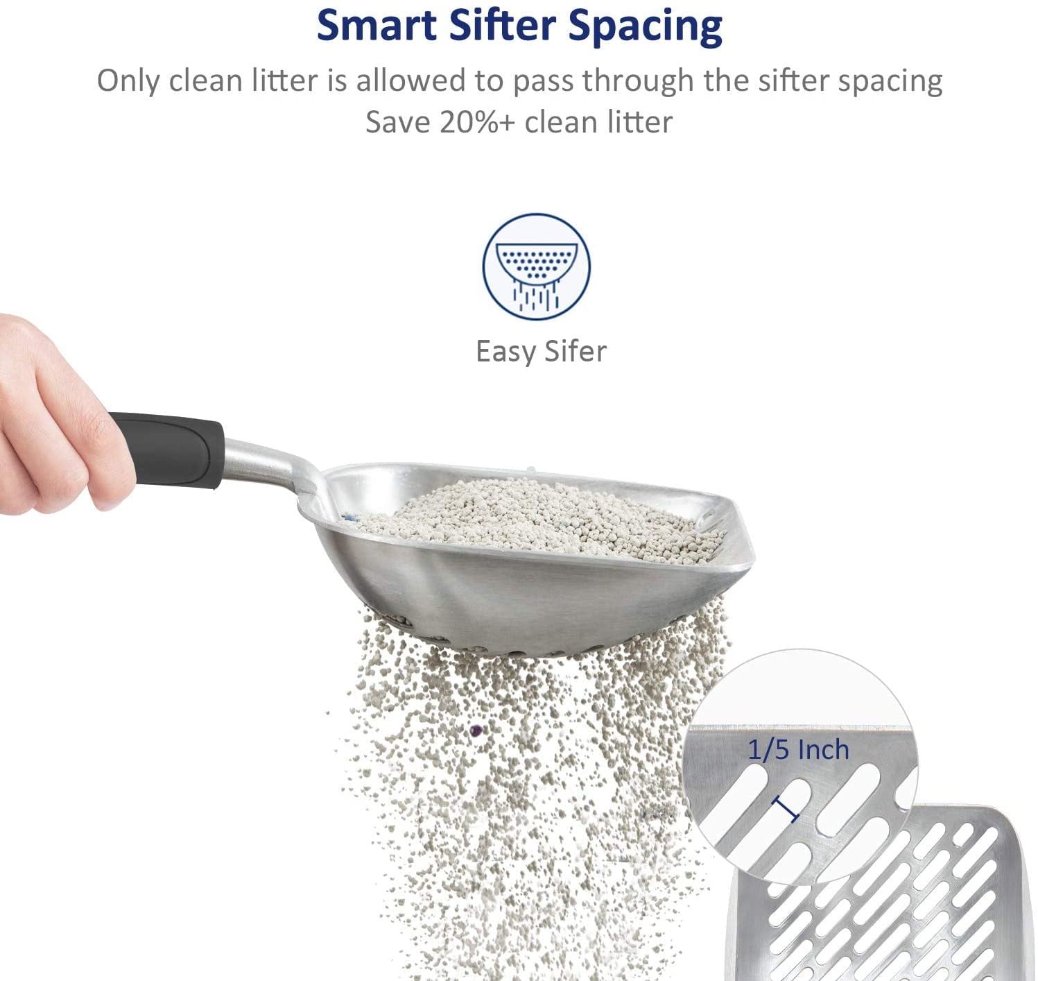 Cat Litter Scoop, Metal, 13.8 X 5.3 In, Deep Shovel Poop Sifting with Long Handle, Pooper Lifter Works with All Type of Cat Litter, with Holder