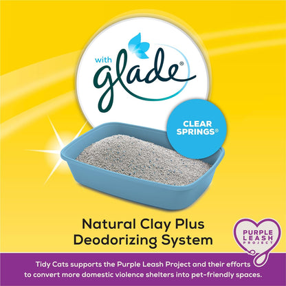 Purina Clumping Cat Litter, Tidy Max Glade Tough on Odor Clear Springs Multi Cat Litter