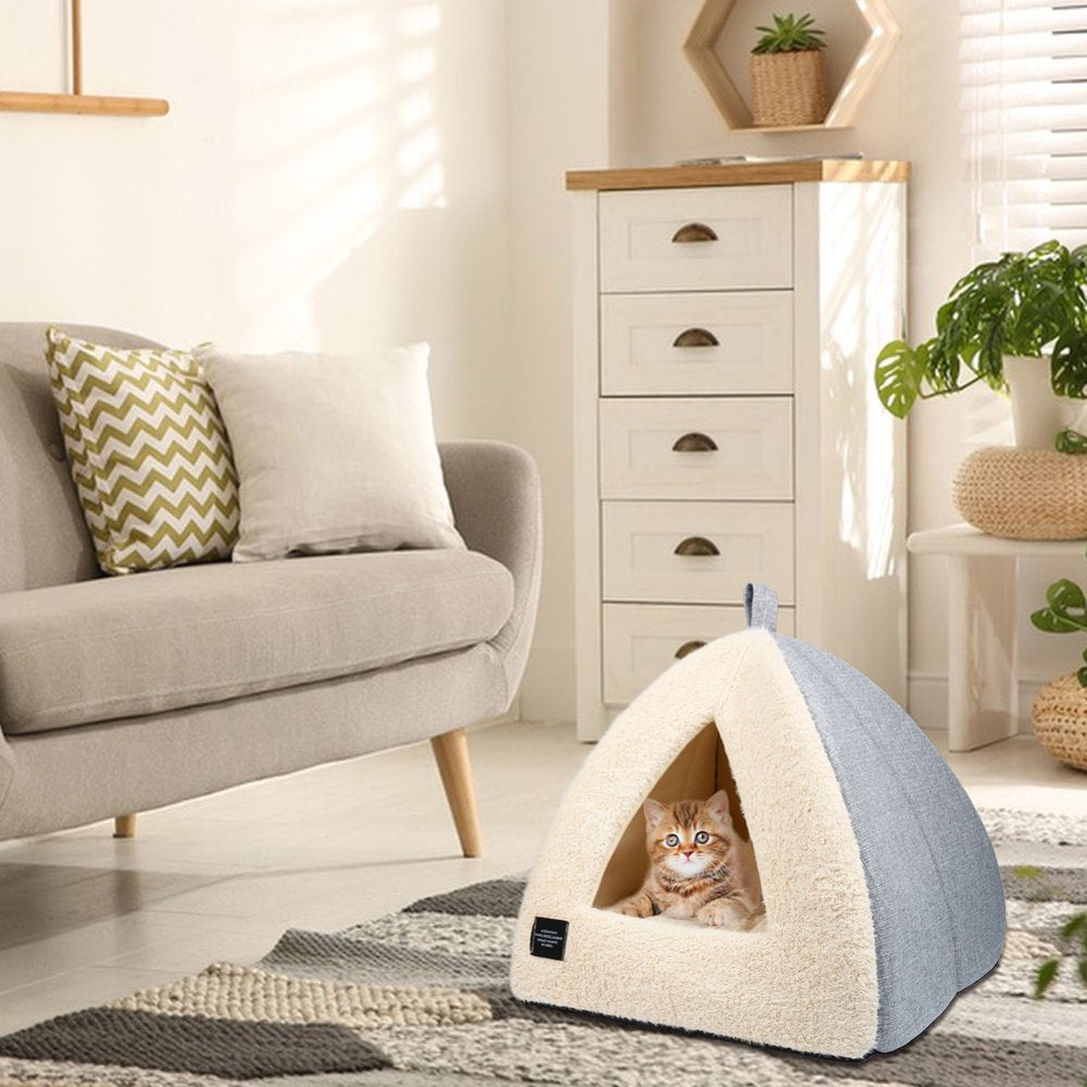 Cat Bed for Indoor Cats - Cat Tent with Removable Washable Cushioned Pillow, Soft and Self Warming Kitten Beds & Furniture