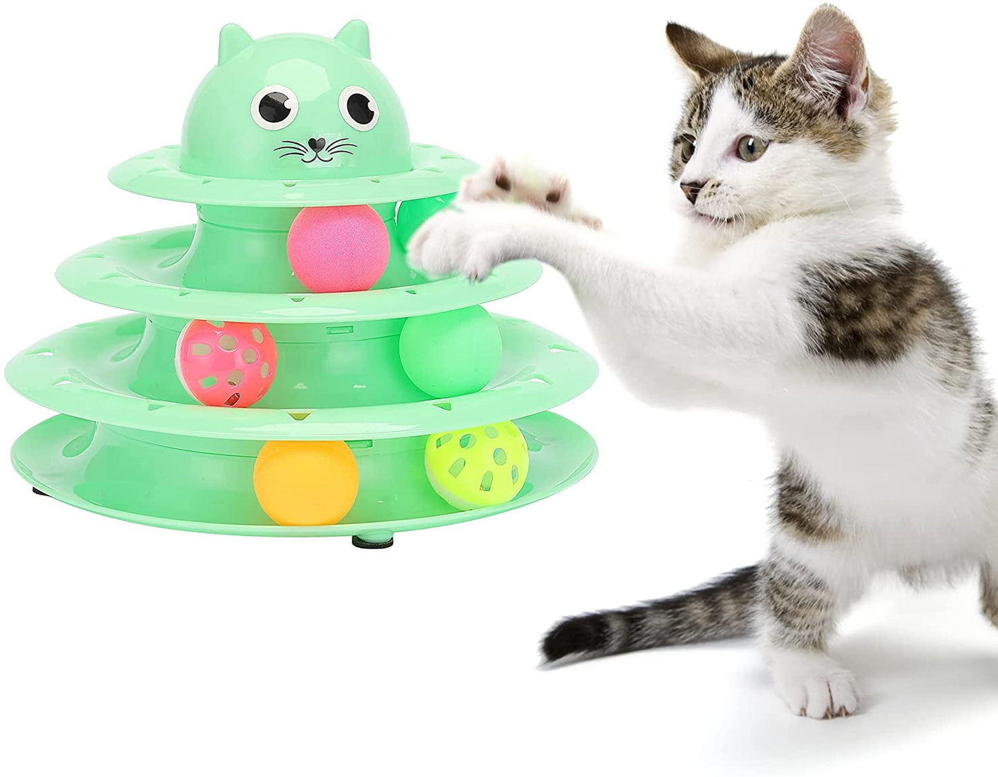 Cat Toy Roller, 3-Level with Six Colorful Balls, Kitten Toys for Indoor Cats