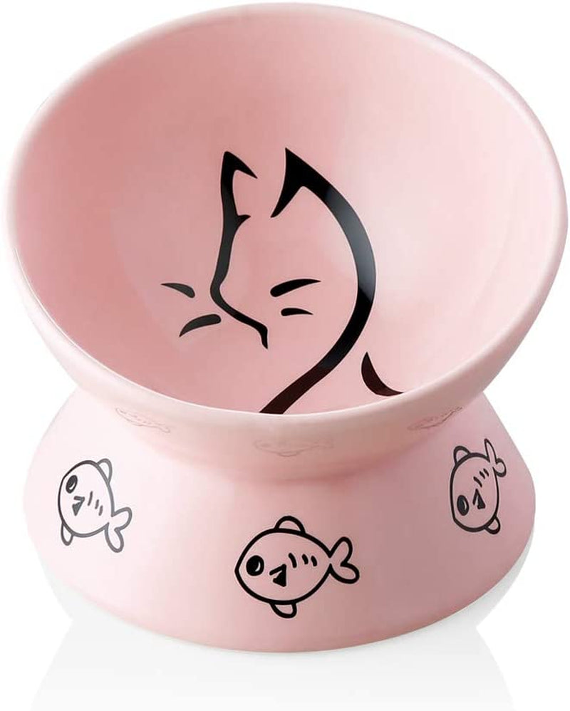 Raised Cat Bowl for Dry Wet Cat Food, Protect Cat'S Spine, Stress Free, Slanted Design for Cat Easy Eating