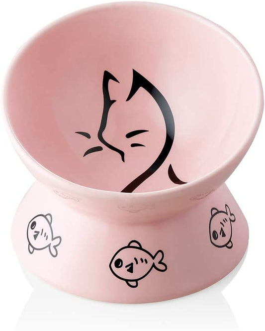 Raised Cat Bowl for Dry Wet Cat Food, Protect Cat'S Spine, Stress Free, Slanted Design for Cat Easy Eating