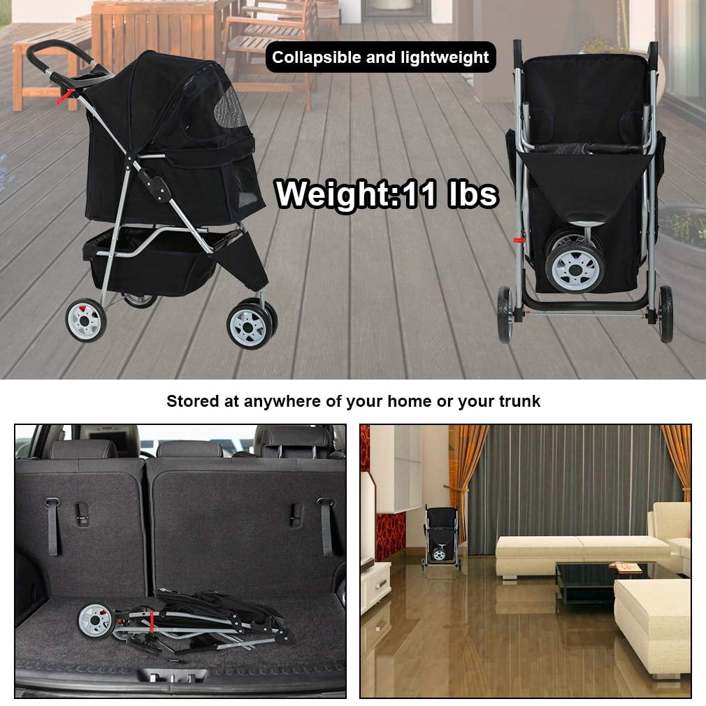 Pet Stroller, 3 Wheels, Travel Folding Carrier T13