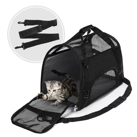 Pet Portable Mesh Breathable Carrier Bags for Small Medium Cats Handbag Travel Transport Bag Black