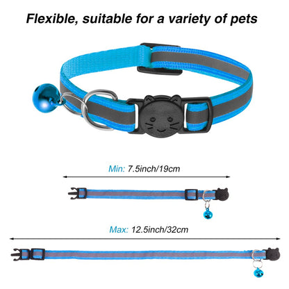 Upgraded Version - 12 Pack Reflective Cat Collar with Bell, Solid & Safe Collars for Cats, Nylon, Mixed Colors