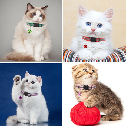 12 Pack Reflective Cat Collar with Bell, Solid & Safe Collars for Cats