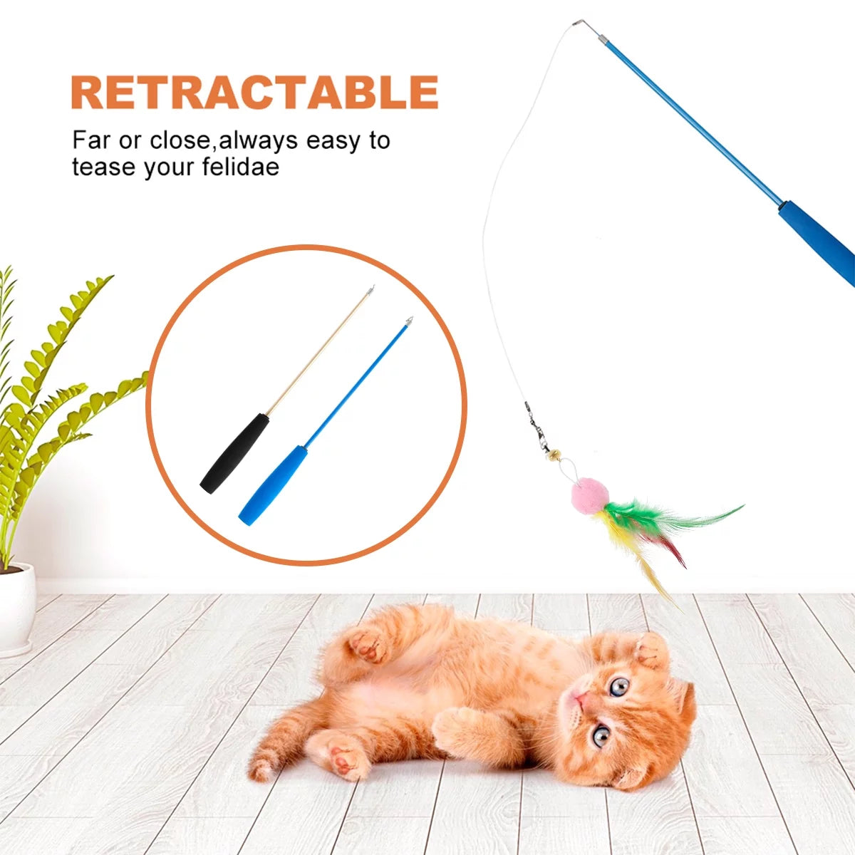 10 Pcs Cat Toys, Cat Wand Toys, Interactive Cat Feather Wand for Cats Play Exercise