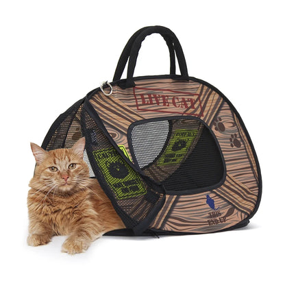 Designs Cat Carrier with Zipper Lock- Foldable Travel Cat Carrier, 15"X20"X14", Cats and Kittens