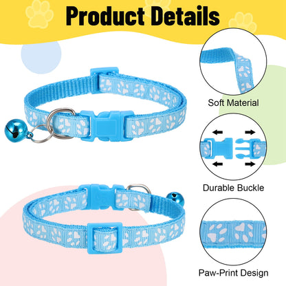 18 Pcs Cat Collar with Bell, Breakaway Cat Collars, Adjustable Whelping Collars, Assorted Colors 