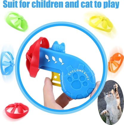 18 Pieces Cat Fetch Tracking , Interactive Toys with 5 Colors Flying Propellers for Indoor Pet Cat Training 