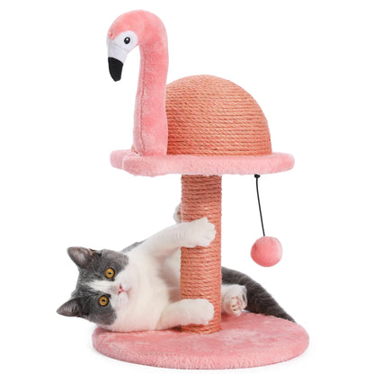 Cat Scratching Post Flamingo Sisal Claw Scratcher Post for Small Cat, Pink