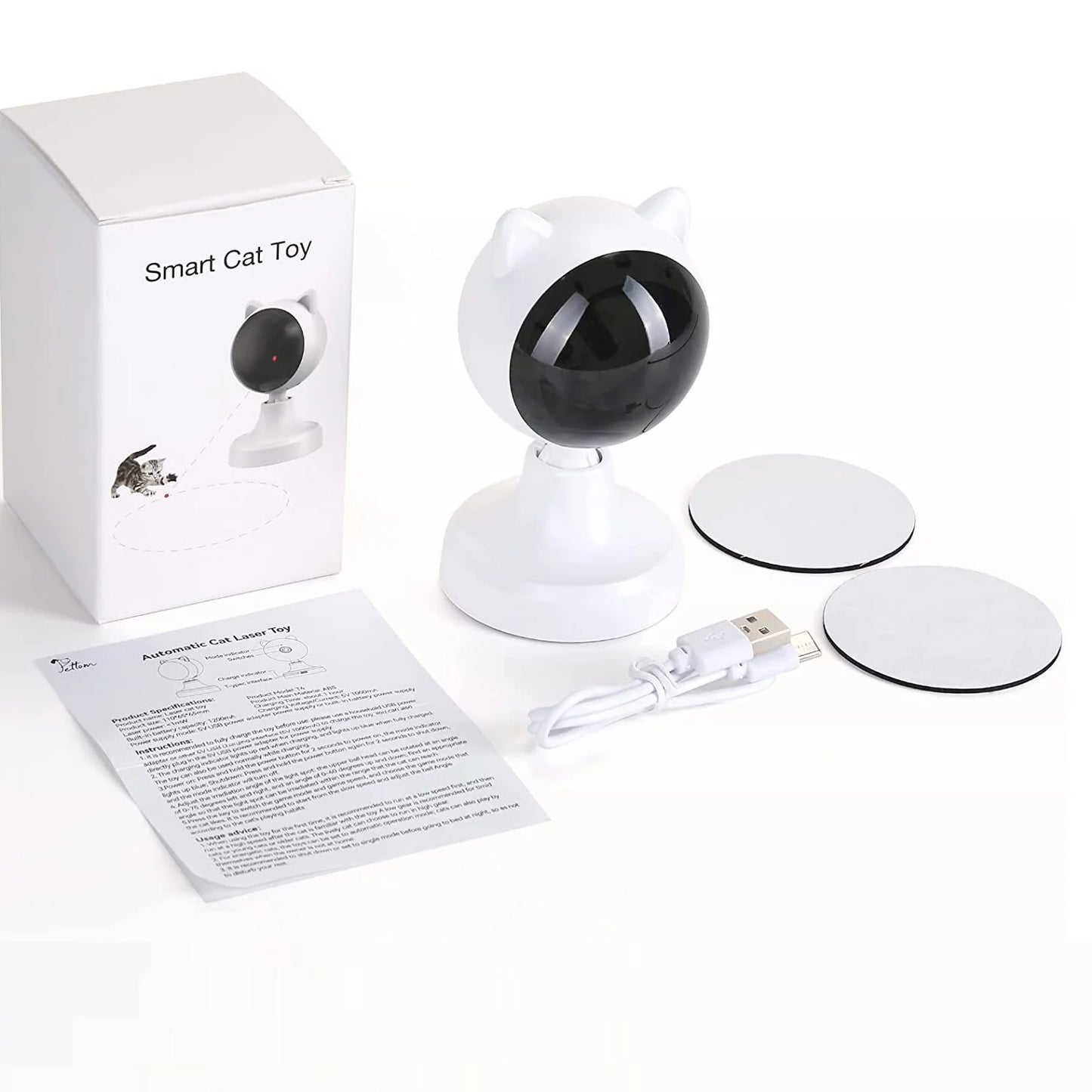 Automatic Cat Laser Toys, Interactive Laser Cat Toys for Indoor Cats, Cat Laser Toy Automatic White