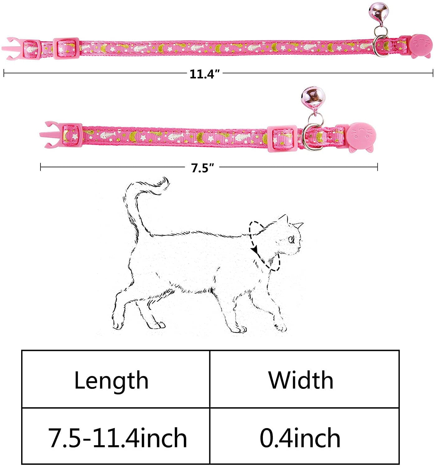 3 Pack Cat Collar, Breakaway Kitten Collar with Bell 