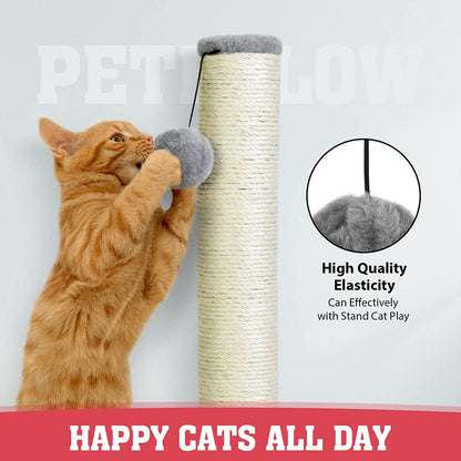 31'' Tall Cat Scratching Post - Cat Claw Scratcher with Hanging Ball - Scratching Posts for Indoor Large Cats 