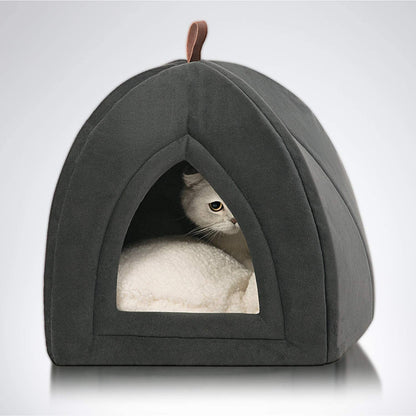 Cat Beds for Indoor Cats - Tent with Removable Washable Cushioned Pillow