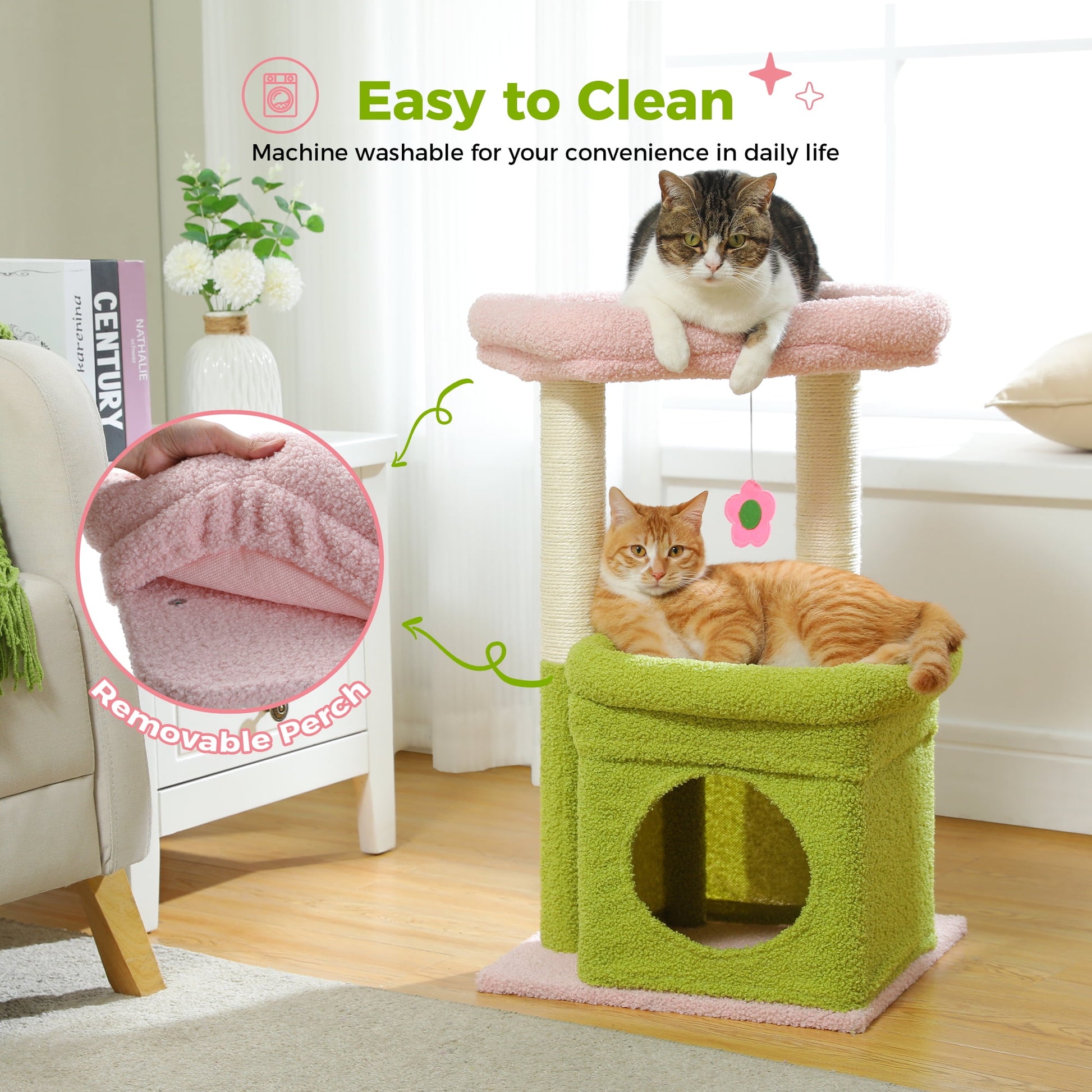 Cat Tree Condo 27" Cat Tower with Large Top Perch and Scratching Posts for Kittens and Medium Cats