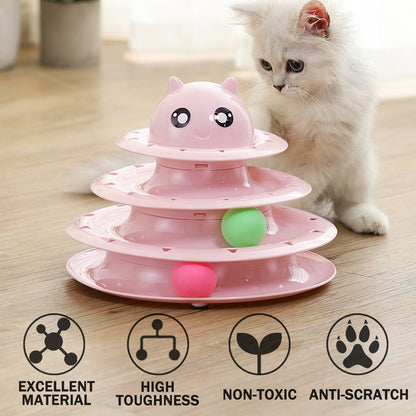 Interactive Cat Ball Roller Toy, Exercise Pet 4 Level Tower Toy 