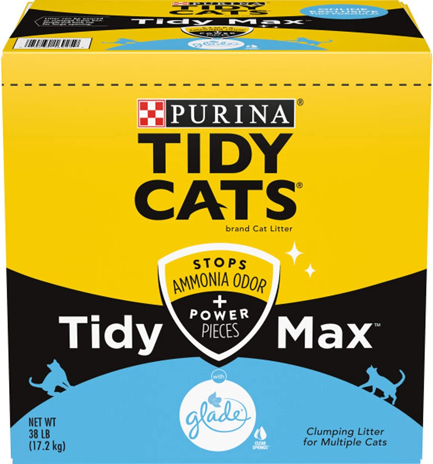 Purina Clumping Cat Litter, Tidy Max Glade Tough on Odor Clear Springs Multi Cat Litter