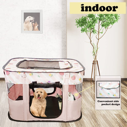 Portable Foldable Pet Playpen Collapsible Crates Kennel Playpen for Cat  &Travel Playpen Outdoor or Indoor(S, Pink)