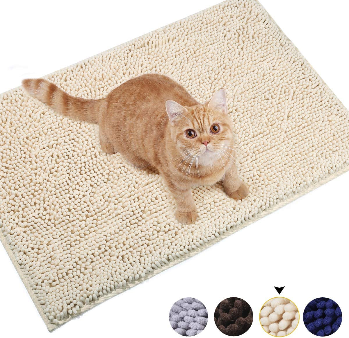 Cat Litter Trapping Mat, 31"× 20" Waterproof Back, Super Soft for Cat Paws, Machine Washable